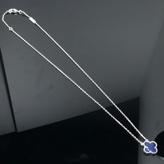 [Love Lucky]COLLAR LARGO DE PLATA CON PIETERSITA Y TRÉBOL