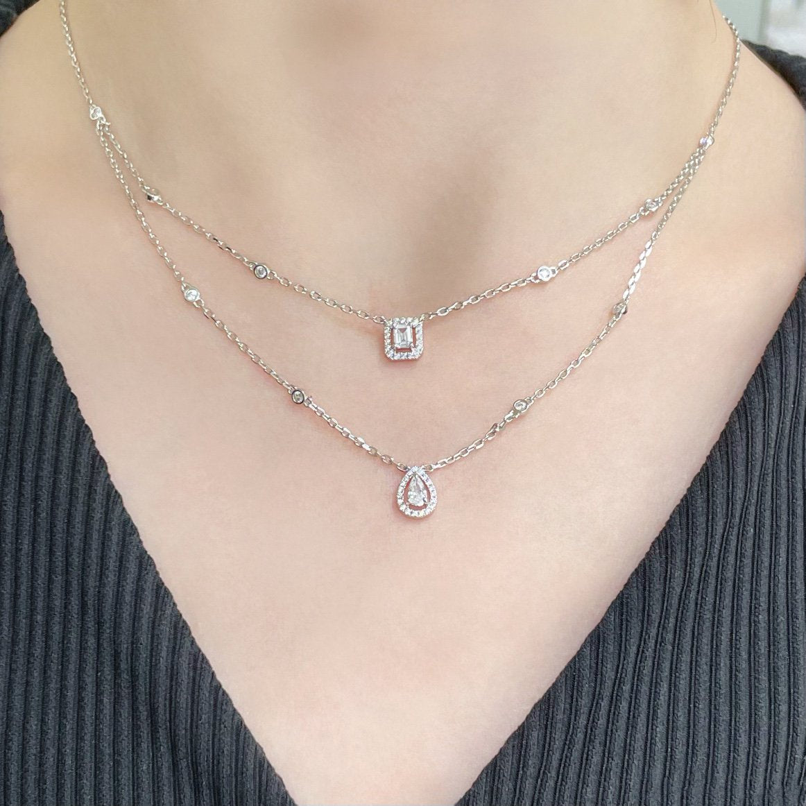 [Love Lucky]COLLIER MY TWIN 2 RANGS DIAMANTS