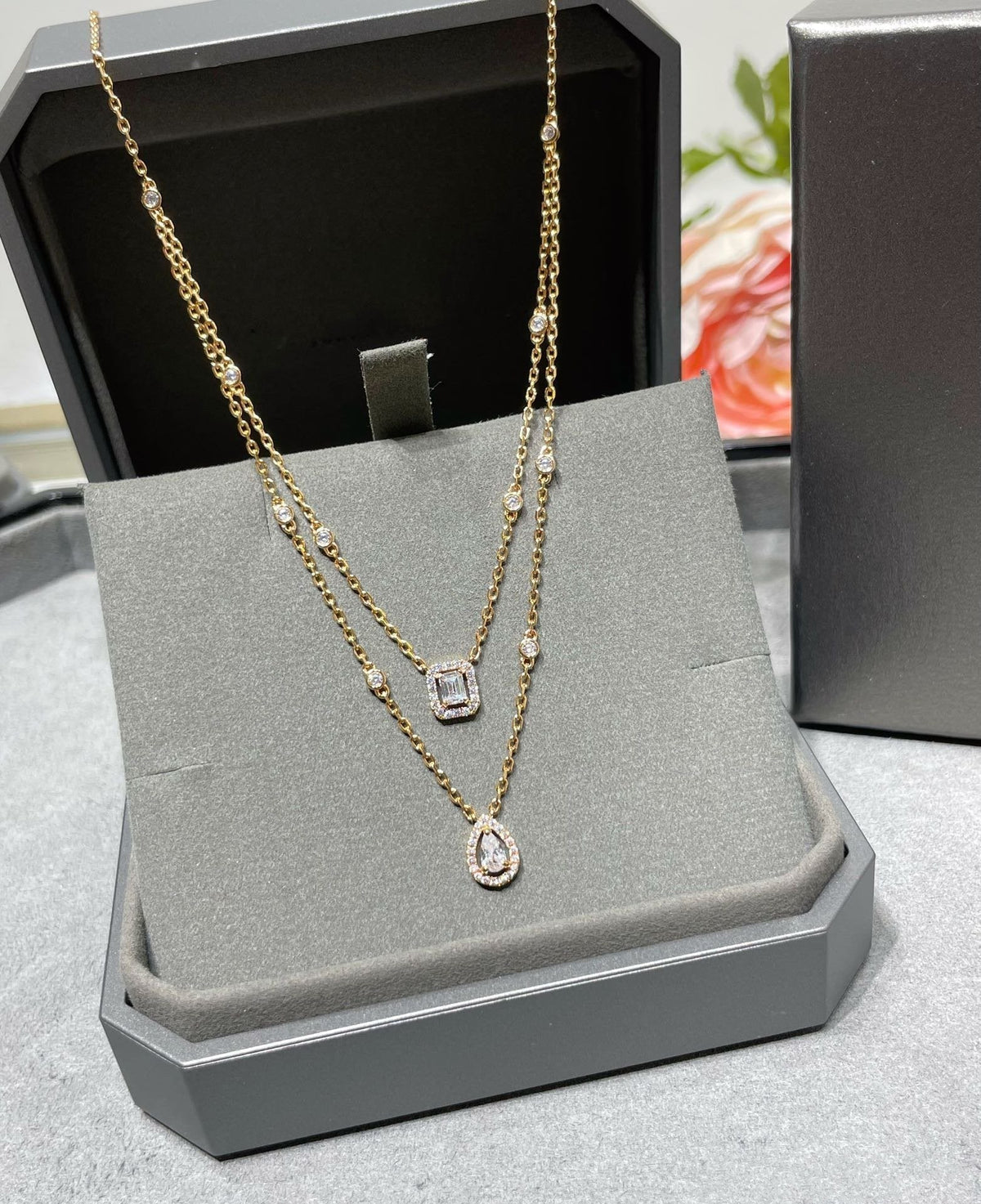 [Love Lucky]COLLIER MY TWIN 2 RANGS DIAMANTS