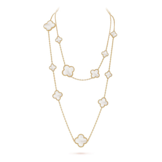 [Love Lucky] COLLAR CLOVER 16 MOTIVOS NÁCAR BLANCO ORO