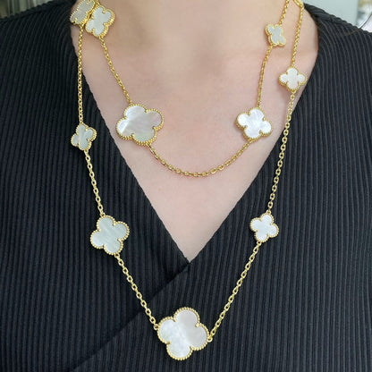 {"[Love Lucky]CLOVER 16 MOTIF WHITE MOP GOLD NECKLACE": "[Love Lucky] COLLANA CLOVER 16 MOTIVI IN MADREPERLA BIANCA E ORO"}