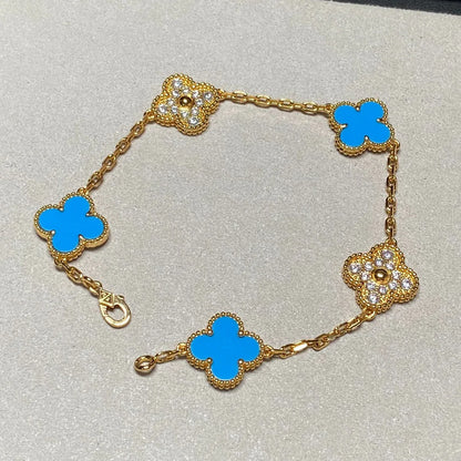[Love Lucky] CLOVER 5 MOTIF BLUE AGATE BRACELET COLLECTION