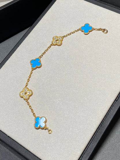 [Love Lucky] CLOVER 5 MOTIF BLUE AGATE BRACELET COLLECTION
