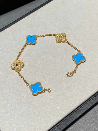 [Love Lucky] CLOVER 5 MOTIF BLUE AGATE BRACELET COLLECTION