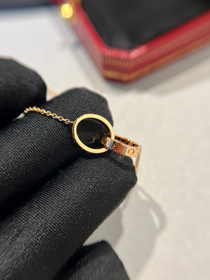 [Love Lucky] LIEBESHALSKETTE DOPPELRING ROSA GOLD 