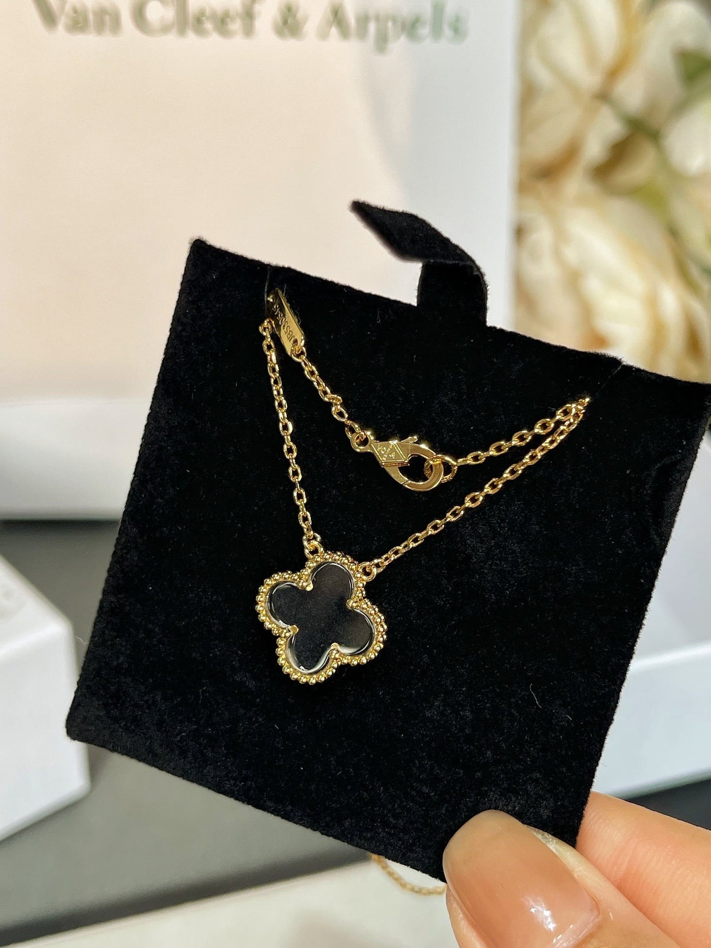 [Love Lucky]CLOVER ROCK CRYSTAL ROSE GOLD NECKLACE