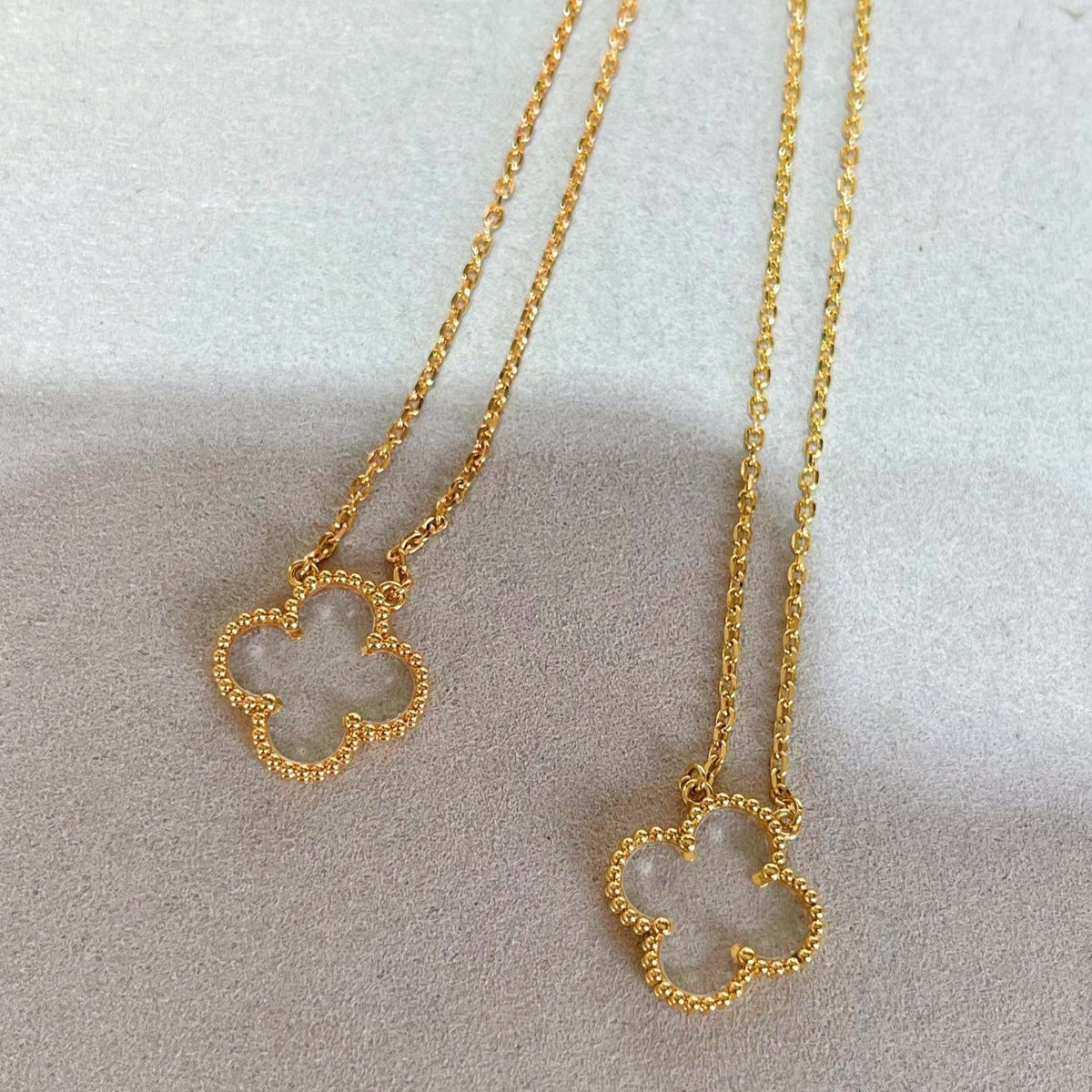[Love Lucky]COLLIER TRÈFLE CRISTAL DE ROCHE OR ROSE