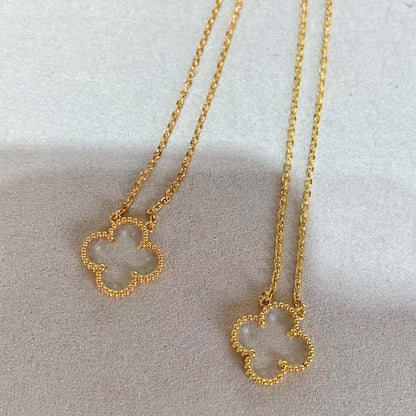 [Love Lucky]COLLIER TRÈFLE CRISTAL DE ROCHE OR ROSE
