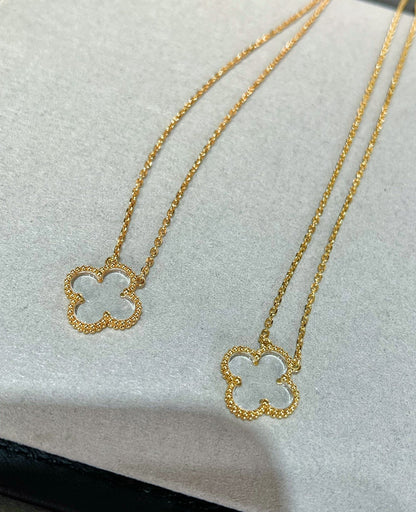 [Love Lucky]COLLIER TRÈFLE CRISTAL DE ROCHE OR ROSE