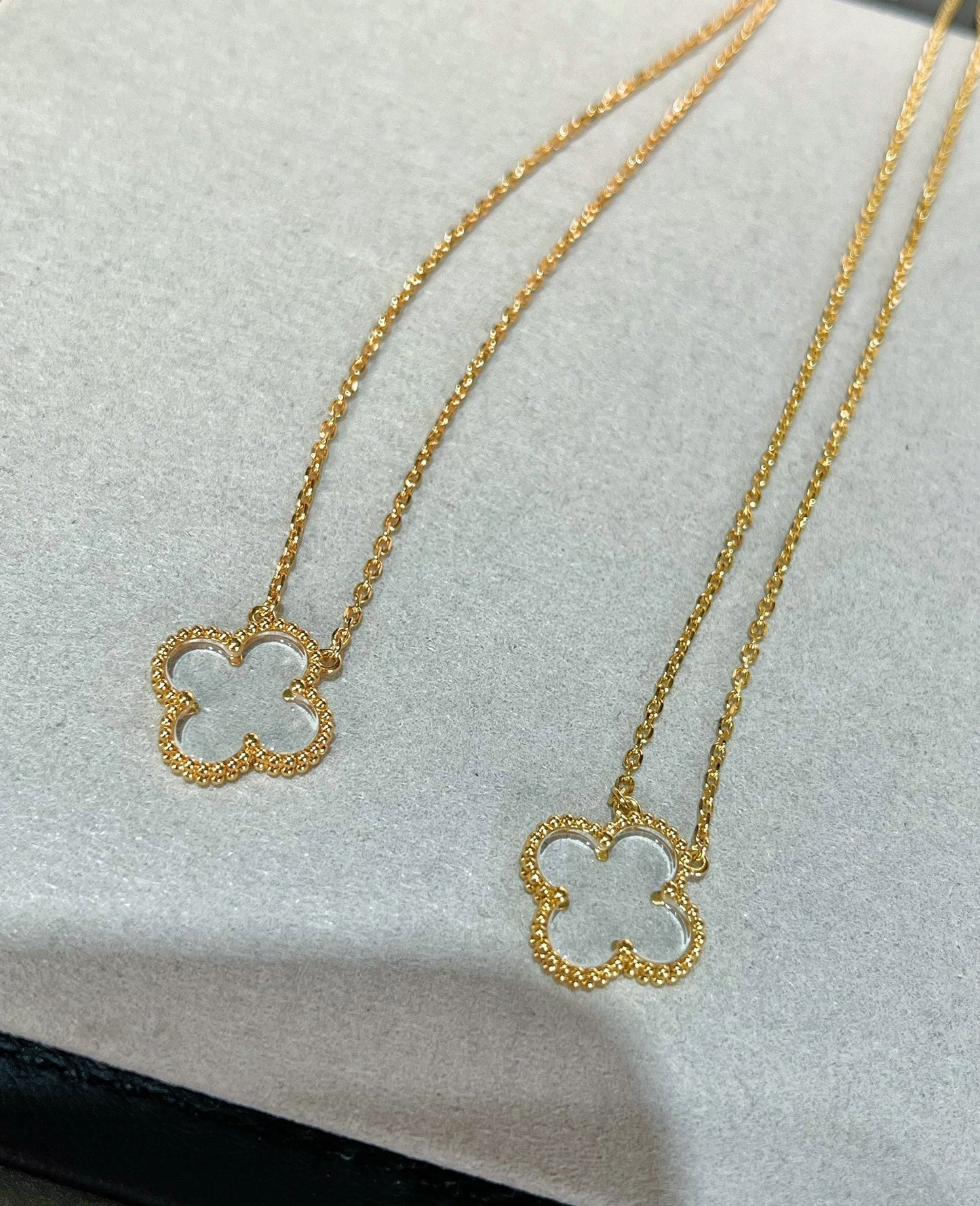 [Love Lucky]CLOVER ROCK CRYSTAL ROSE GOLD NECKLACE