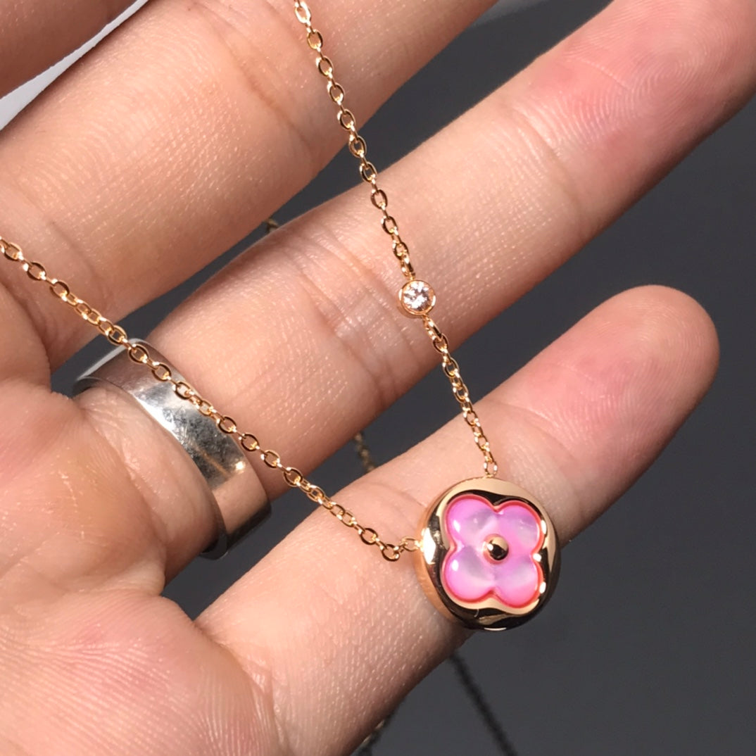 [Love Lucky]COLLANA COLOR BLOSSOM IN ORO GIALLO CON MADREPERLA ROSA