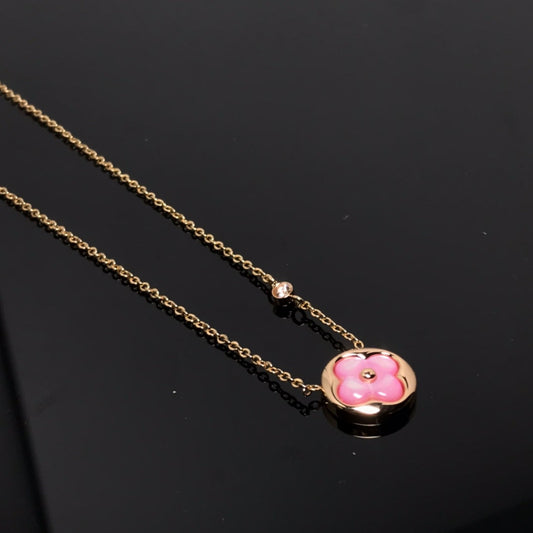 [Love Lucky]COLLAR COLOR BLOSSOM EN ORO AMARILLO Y NÁCAR ROSA