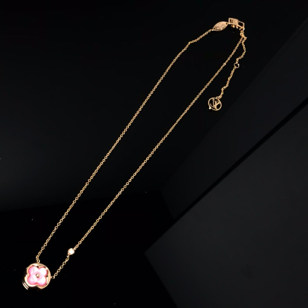 [Love Lucky]COLLANA COLOR BLOSSOM IN ORO GIALLO CON MADREPERLA ROSA