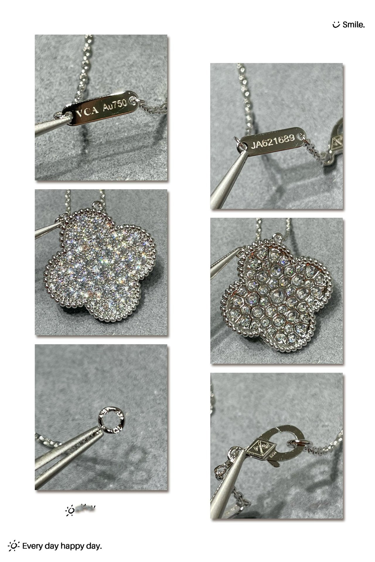 [Love Lucky]CLOVER 25MM LARGE PENDANT DIAMOND PAVED SILVER NECKLACE