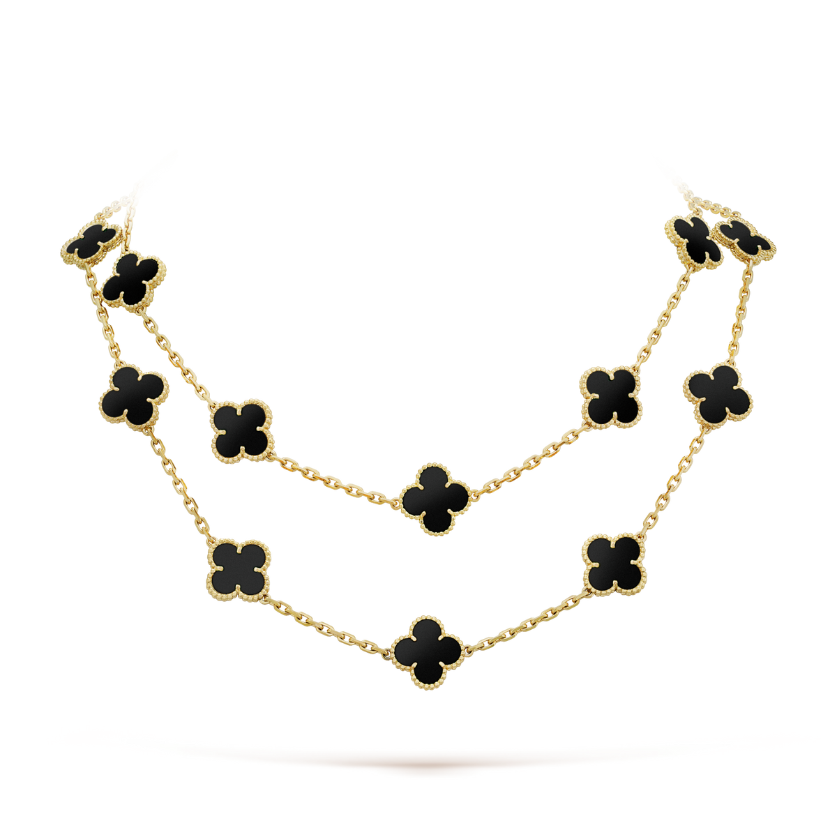 [Love Lucky] COLLAR DE ÓNIX CON 20 MOTIVOS DE TRÉBOL