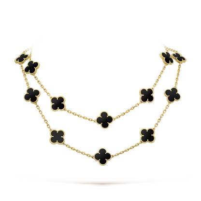 [Love Lucky] COLLAR DE ÓNIX CON 20 MOTIVOS DE TRÉBOL