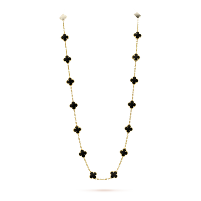 [Love Lucky] COLLAR DE ÓNIX CON 20 MOTIVOS DE TRÉBOL
