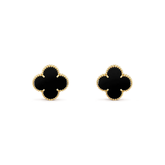 [Love Lucky]CLOVER MEDIUM 1 MOTIFS  ONYX STUD EARRINGS