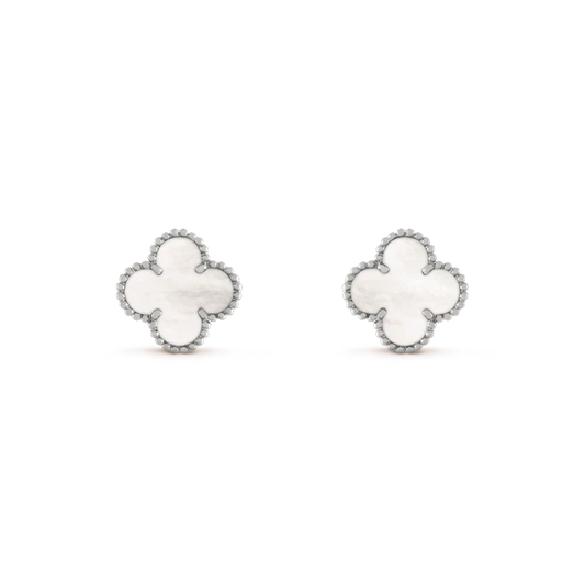 [Love Lucky]CLOVER MEDIUM 1 MOTIFS  WHITE MOP EARRINGS SILVER