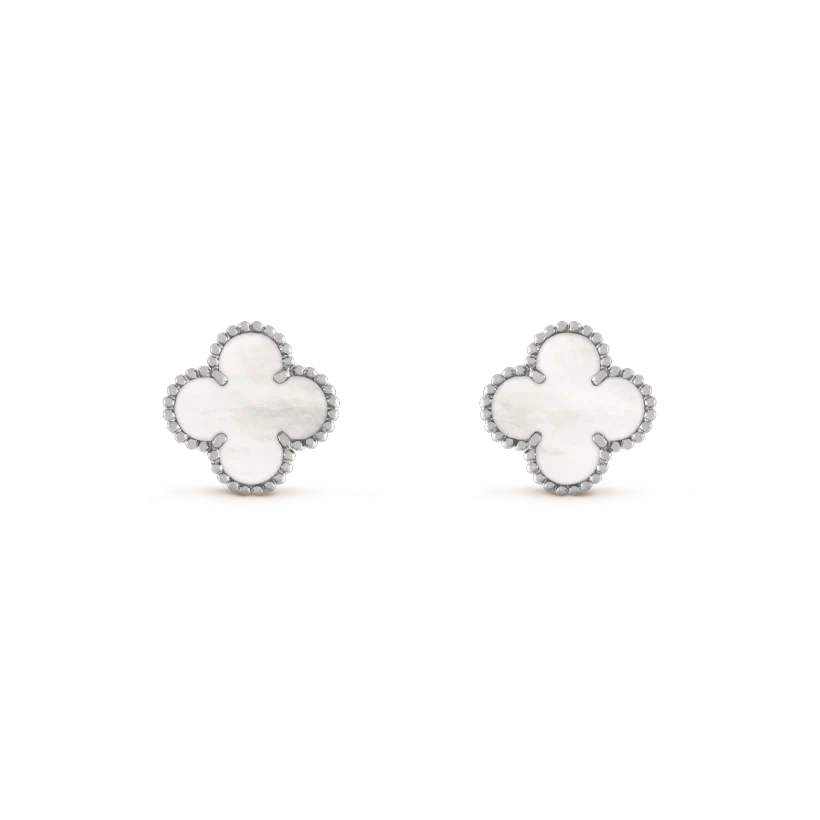[Love Lucky]CLOVER MEDIUM 1 MOTIFS  WHITE MOP EARRINGS SILVER