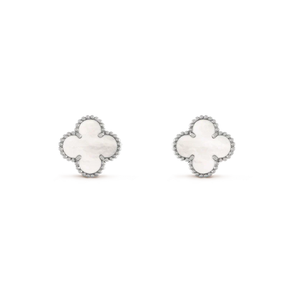 [Love Lucky]CLOVER MEDIUM 1 MOTIFS  WHITE MOP EARRINGS SILVER