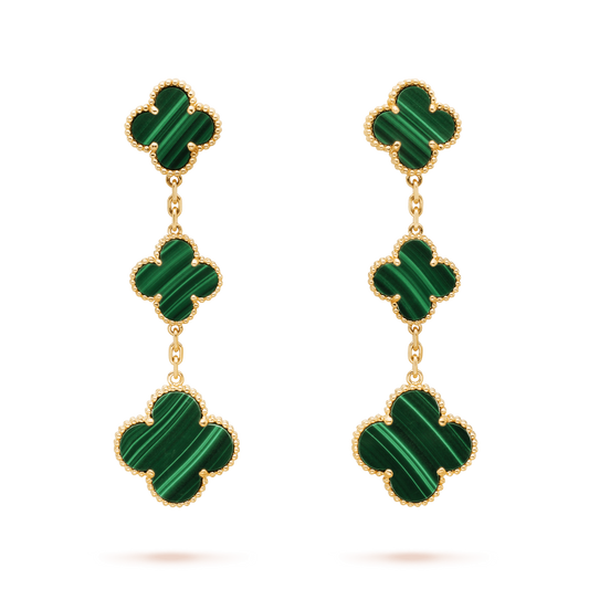 [Love Lucky]CLOVER MALACHITE 3 MOTIFS GOLD