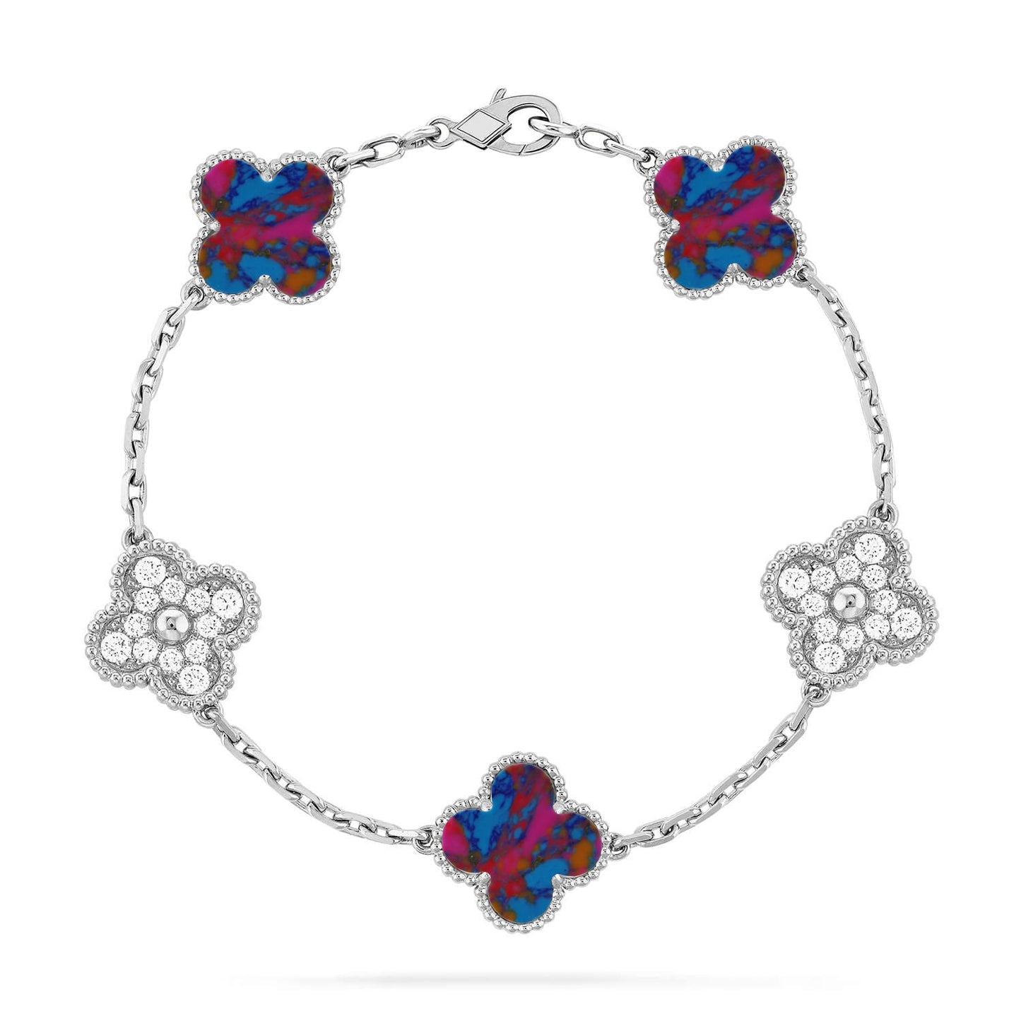[Love Lucky]CLOVER 5 MOTIF COLOR GEMSTONES BRACELET COLLECTION