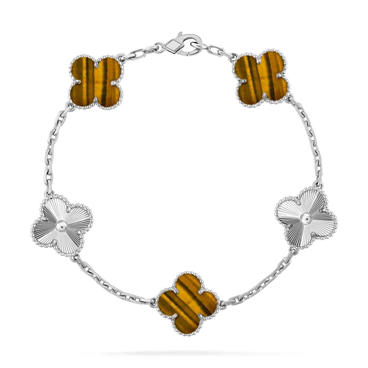 [Love Lucky] CLOVER 5 MOTIFS TIGER EYE BRACELET COLLECTION