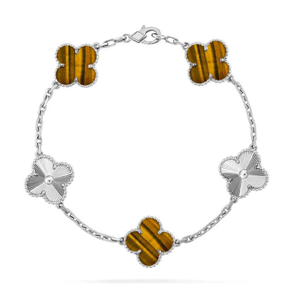 [Love Lucky] CLOVER 5 MOTIFS TIGER EYE BRACELET COLLECTION