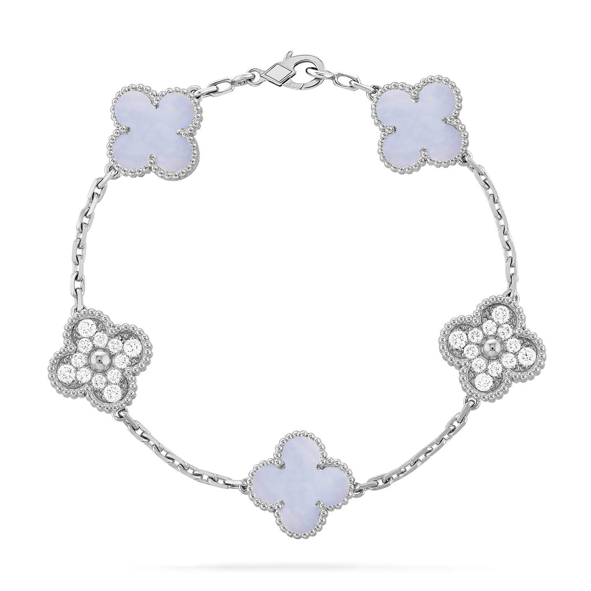 [Love Lucky] CLOVER 5 MOTIF PURPLE CHALCEDONY BRACELET COLLECTION