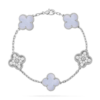[Love Lucky] CLOVER 5 MOTIF PURPLE CHALCEDONY BRACELET COLLECTION