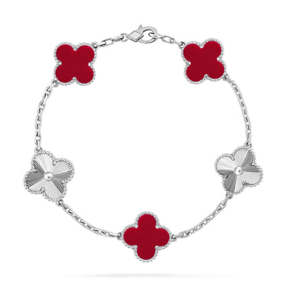 [Love Lucky] CLOVER 5 MOTIF RED CORNELIAN BRACELET COLLECTION