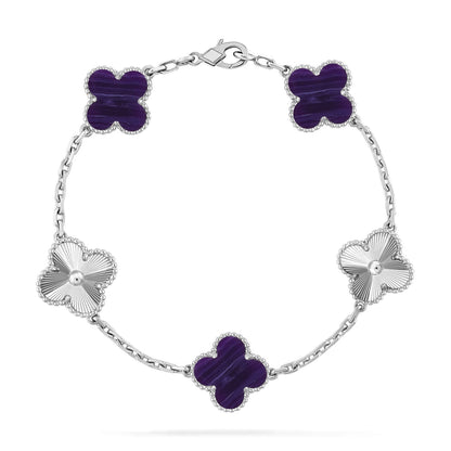 [Love Lucky]CLOVER 5 MOTIF PURPLE STRIPES BRACELET COLLECTION