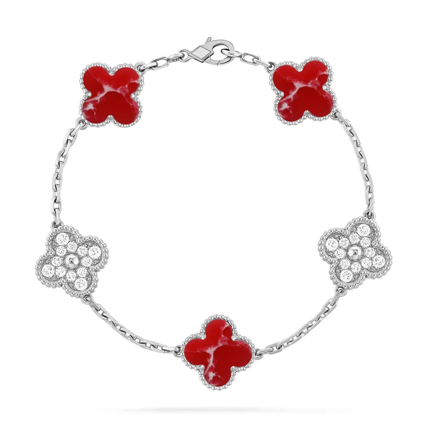 [Love Lucky]CLOVER 5 MOTIF RED PATTERN BRACELET COLLECTION