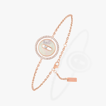 [Love Lucky]LUCKY MOVE WHITE MOTHER OF PEARL PINK GOLD DIAMOND BRACELET