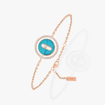 [Love Lucky]PULSERA LUCKY MOVE DE ORO ROSA, TURQUESA Y DIAMANTES
