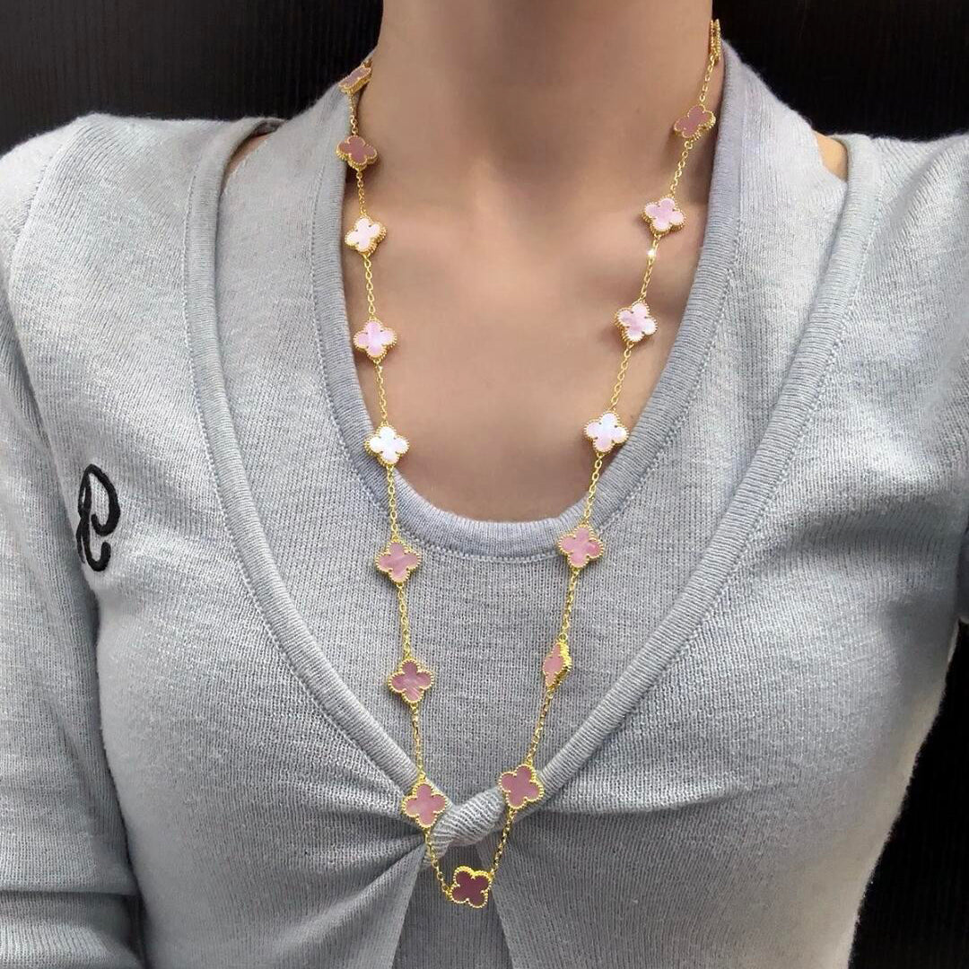 [Love Lucky]COLLANA CLOVER 20 MOTIVI IN MADREPERLA ROSA