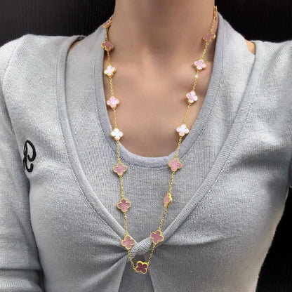 [Love Lucky]COLLANA CLOVER 20 MOTIVI IN MADREPERLA ROSA