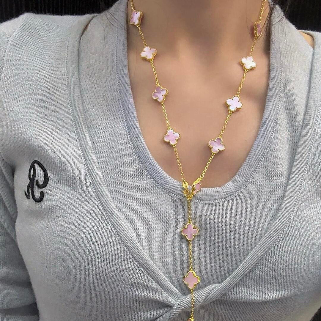 [Love Lucky]COLLANA CLOVER 20 MOTIVI IN MADREPERLA ROSA
