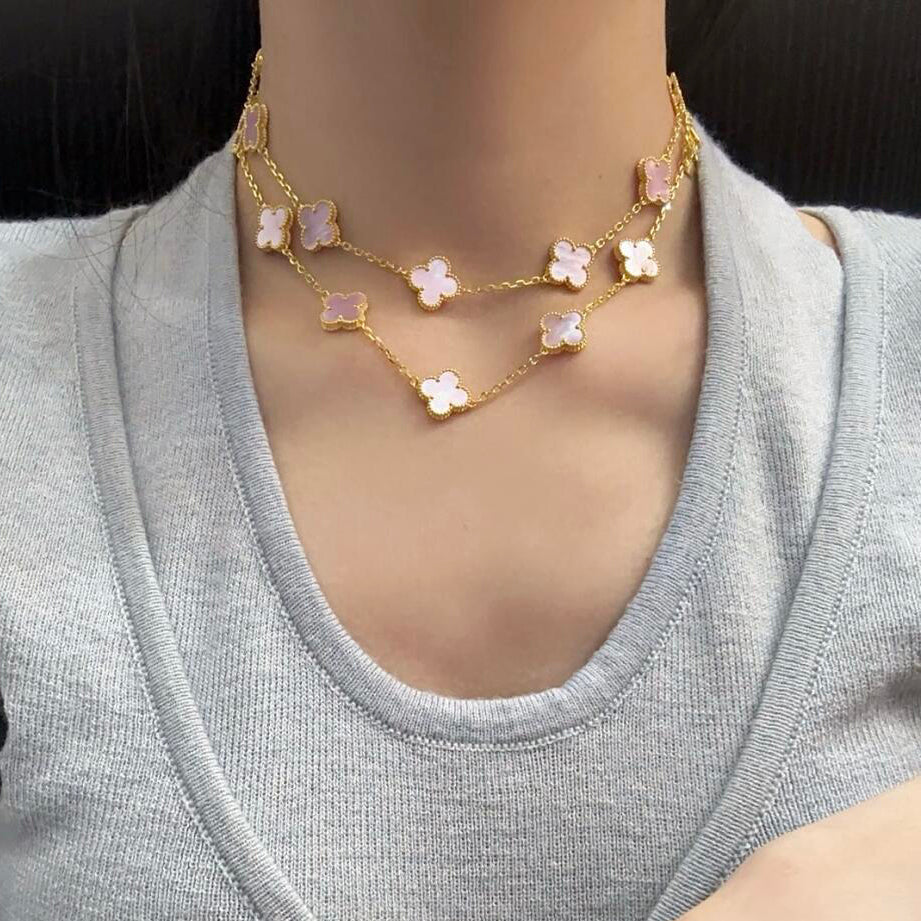 [Love Lucky]COLLANA CLOVER 20 MOTIVI IN MADREPERLA ROSA