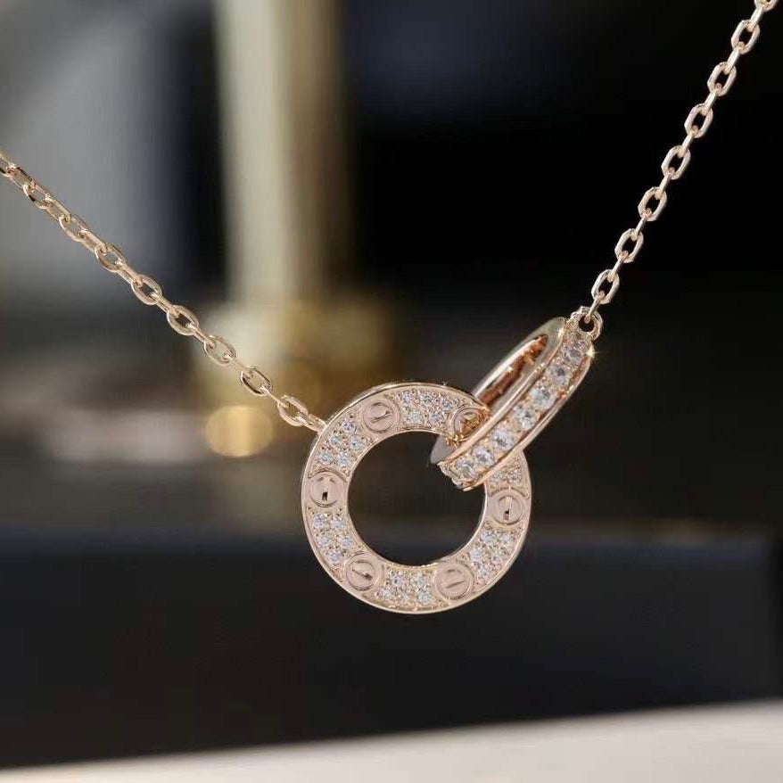[Love Lucky]LOVE  FULL DIAMOND PENDANT NECKLACE