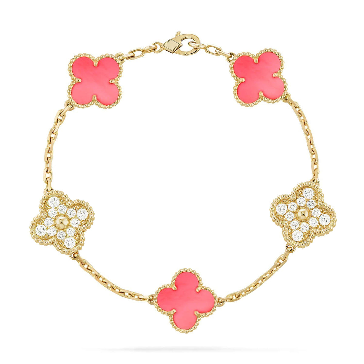 [Love Lucky] CLOVER 5 MOTIFS  PINK MOP BRACELET COLLECTION