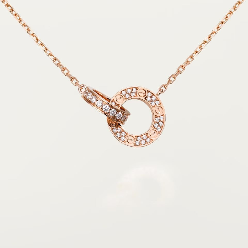 [Love Lucky]LOVE  FULL DIAMOND PENDANT NECKLACE