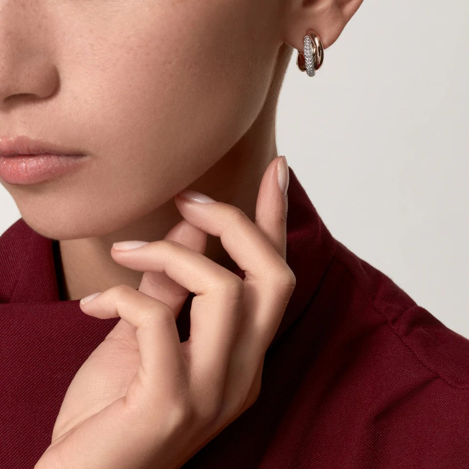 [Love Lucky]TRINITY HALF DIAMOND  CLASSIC EARRINGS