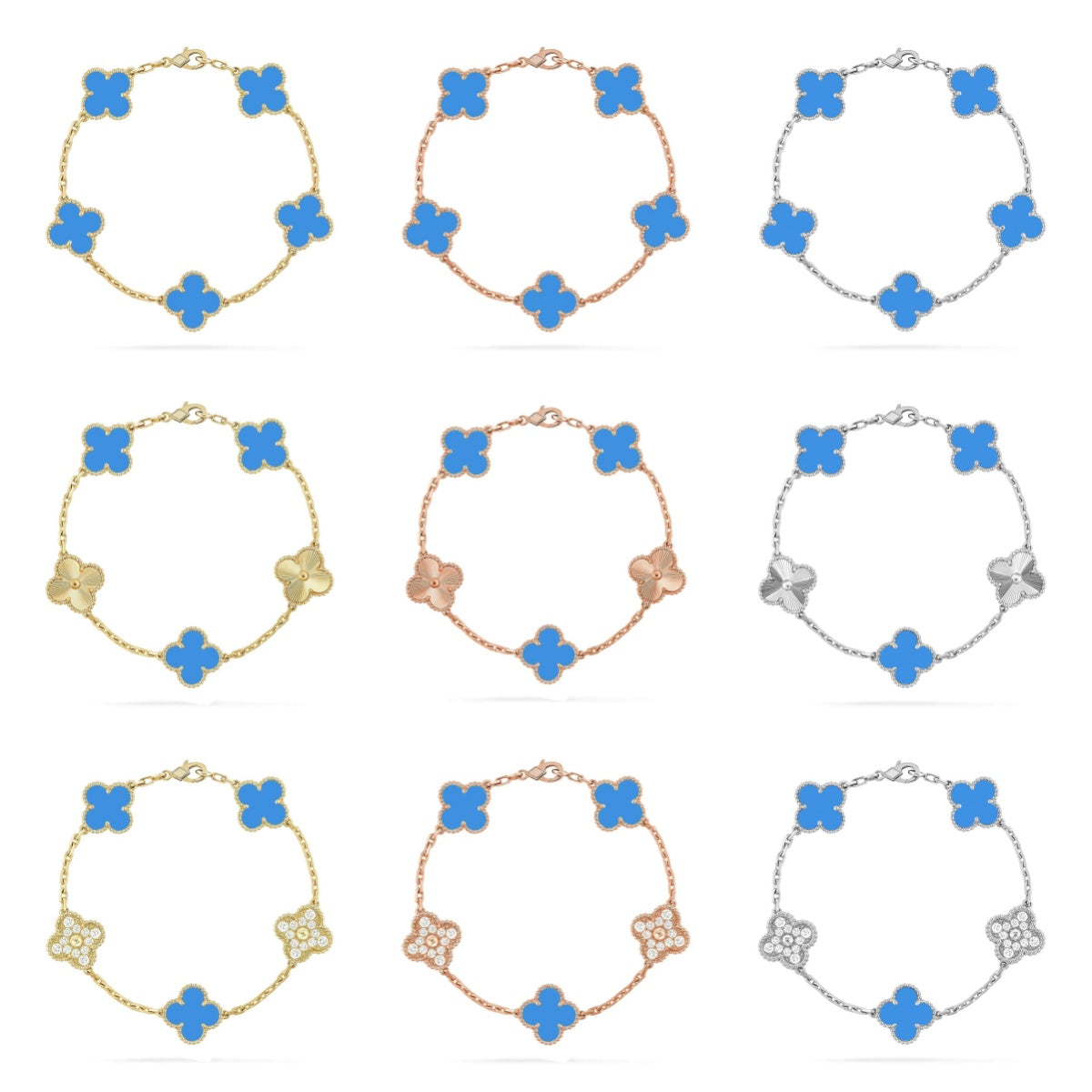 [Love Lucky] CLOVER 5 MOTIF BLUE AGATE BRACELET COLLECTION