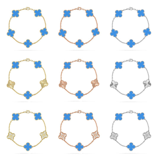 [Love Lucky] CLOVER 5 MOTIF BLUE AGATE BRACELET COLLECTION