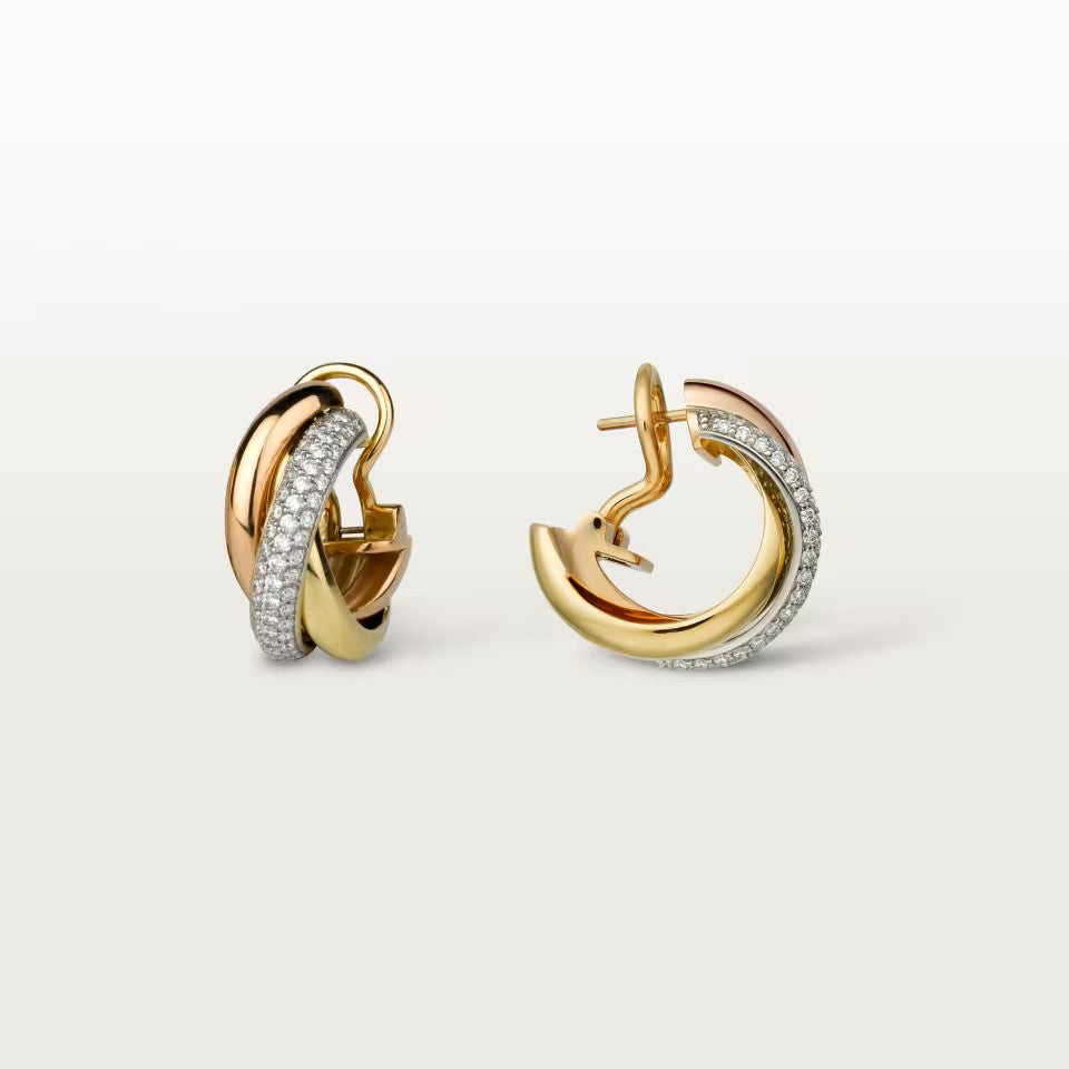 [Love Lucky]TRINITY HALF DIAMOND  CLASSIC EARRINGS