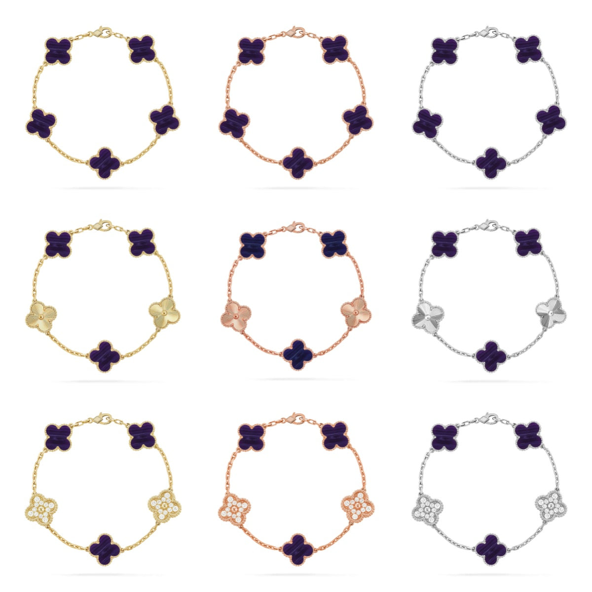 [Love Lucky]CLOVER 5 MOTIF PURPLE STRIPES BRACELET COLLECTION
