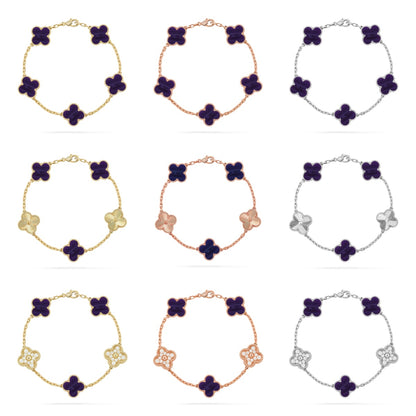 [Love Lucky]CLOVER 5 MOTIF PURPLE STRIPES BRACELET COLLECTION