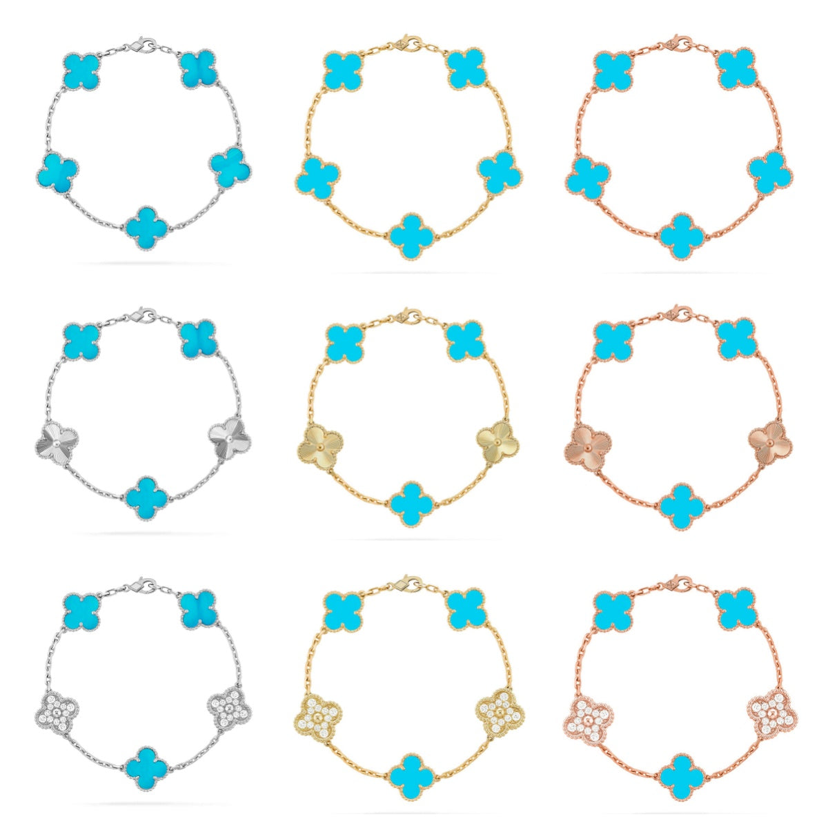 [Love Lucky] CLOVER 5 MOTIF TURQUOISE BRACELET COLLECTION